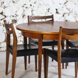 Vintage teak round table and 4 chairs, 1960
