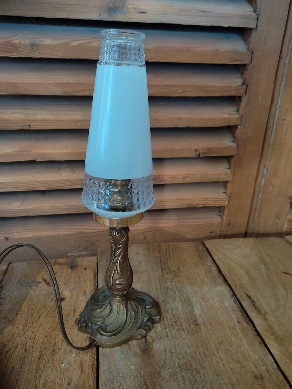 Art deco lamp living room bronze tulip glass diamond tip ch 1122215