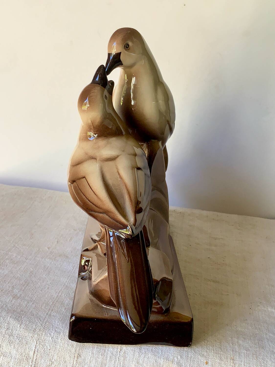 Sculpture céramique Art Deco oiseaux Charles Lemanceau