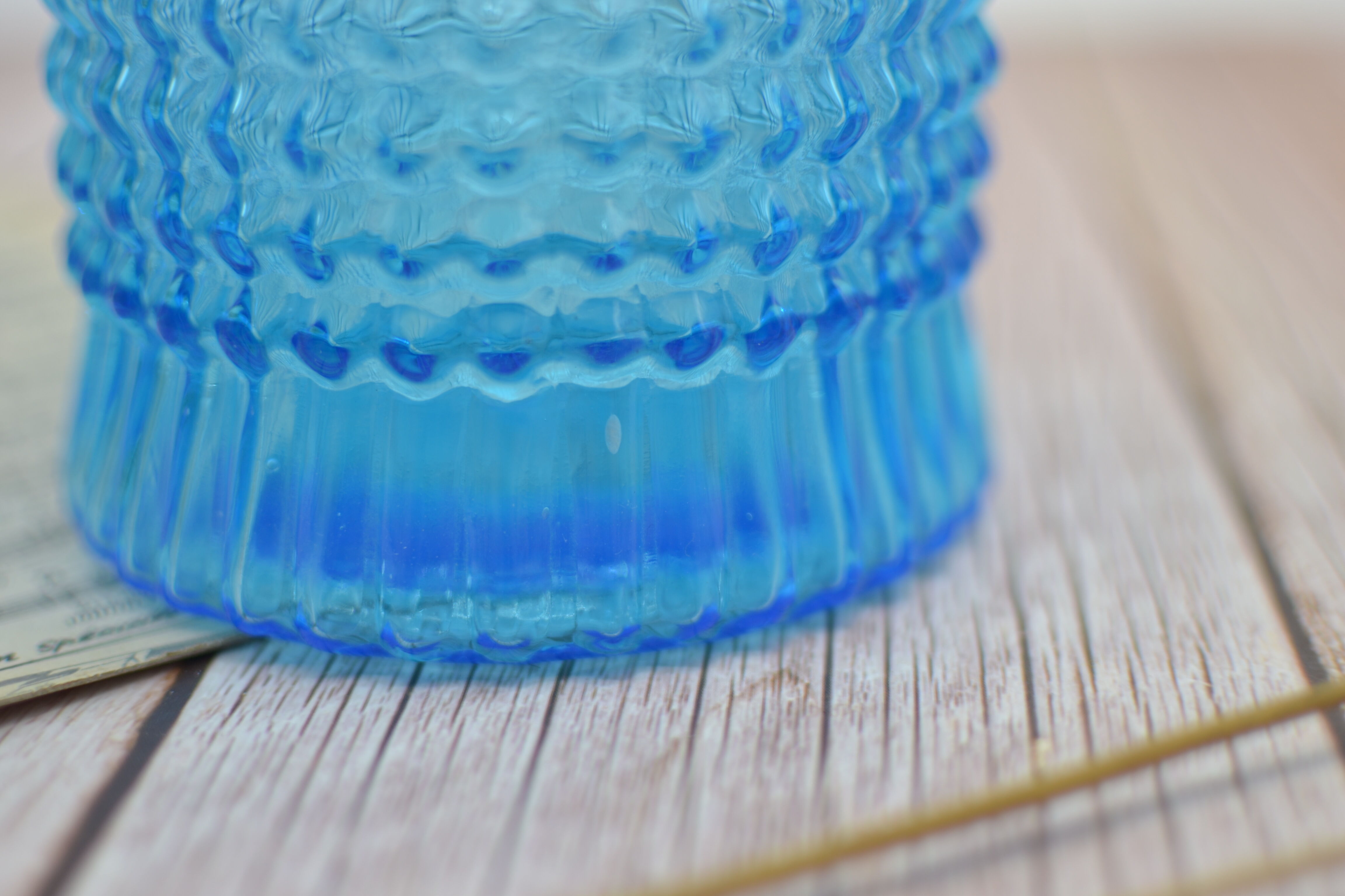 Vintage blue jar with relief