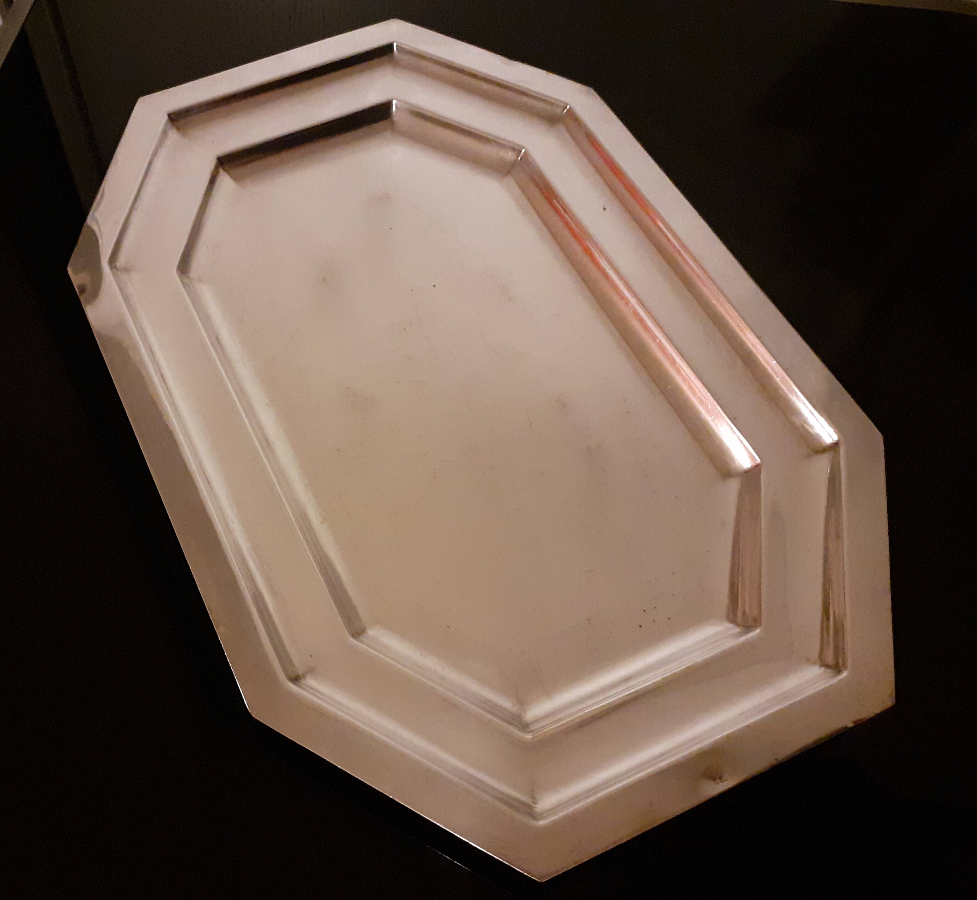 Silver metal tray 41 cm x 28 cm