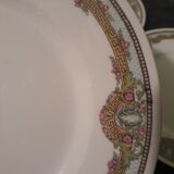 Set of 6 plates dessert flowers art deco style, Limoges porcelain