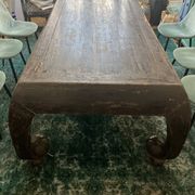 Large antique Chinese black table made of patinated solid wood.