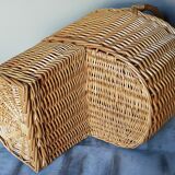 Asymmetrical woven rattan basket