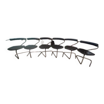 Steel and leather designer chairs - 1980s - Stefan Wewerka