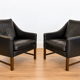 Fredrik Kayser mid-century leather & rosewood lounge chairs – brown leather