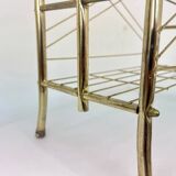 Présentoir à journaux/revues en métal doré des années 1980