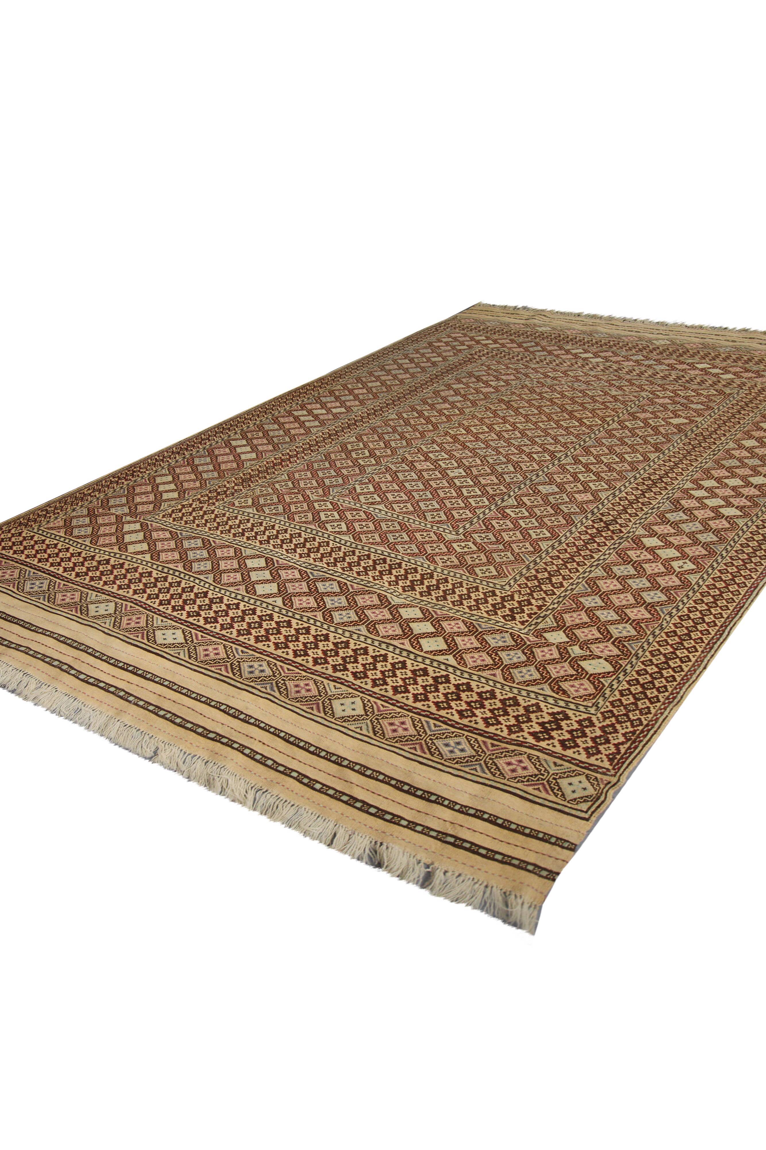 Antique afghan soumakh rug handmade oriental wool flat woven rug- 190x300cm