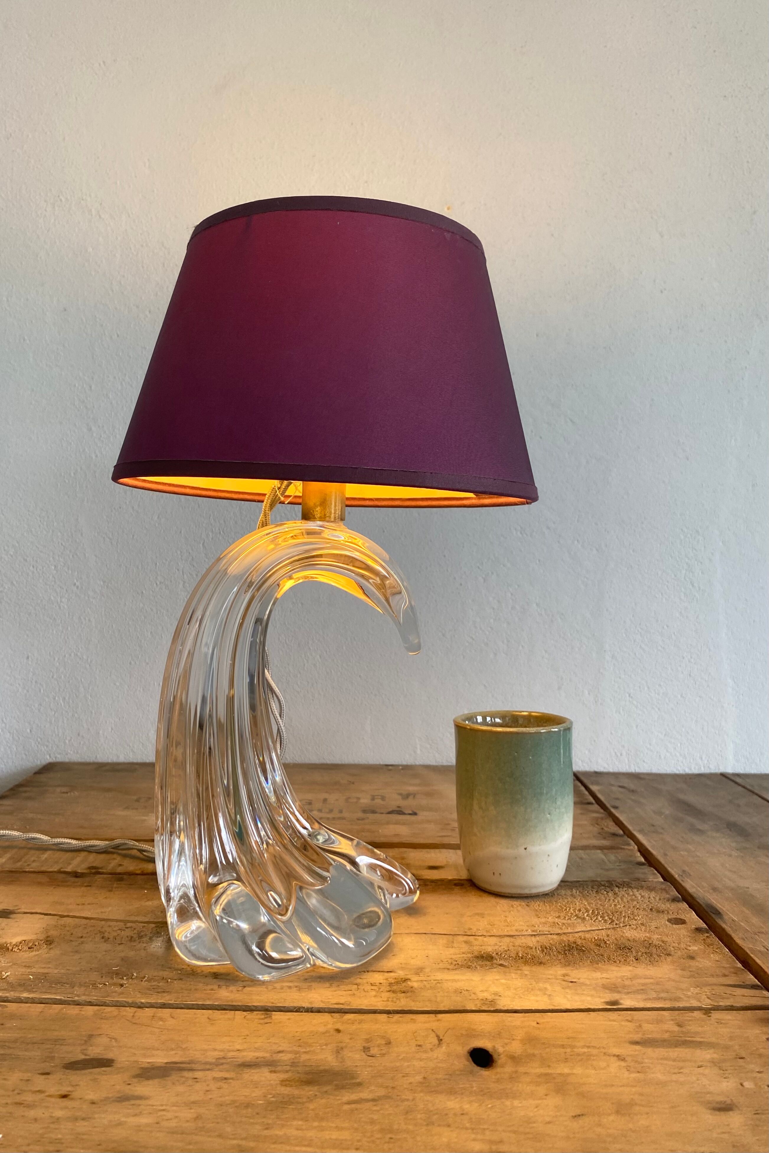 Moulded glass lamp, fabric cable 2 m