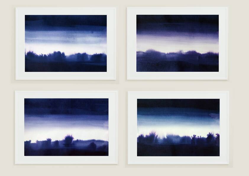 Blue landscape in ink 4