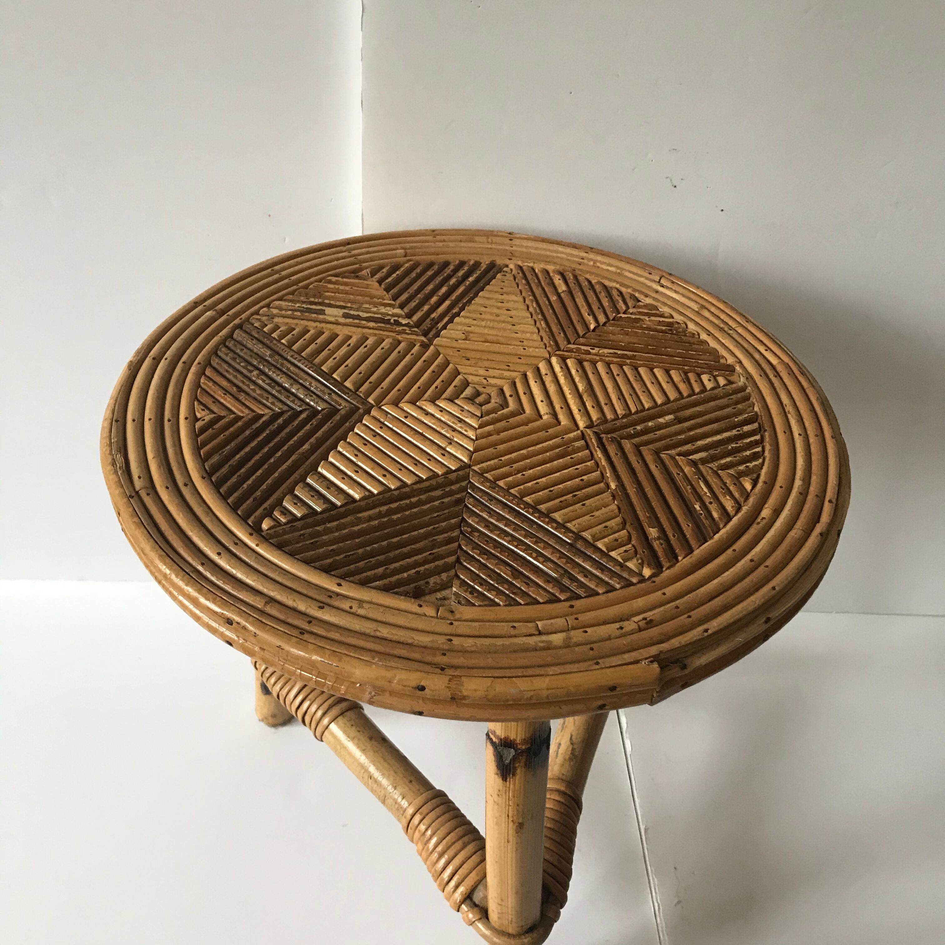 Rattan side table
