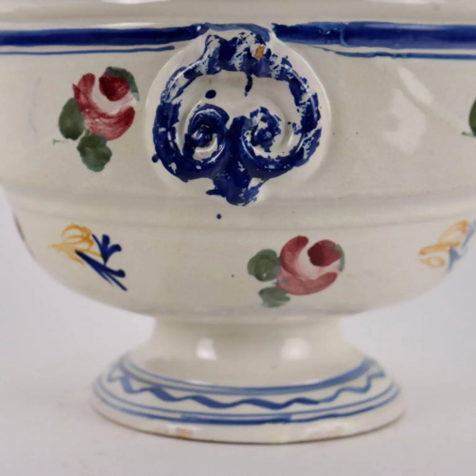 Antique ceramic soup tureen, Italy, 19th century.