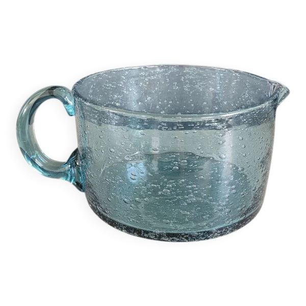 Grand pichet 2L en verre bullé bleu