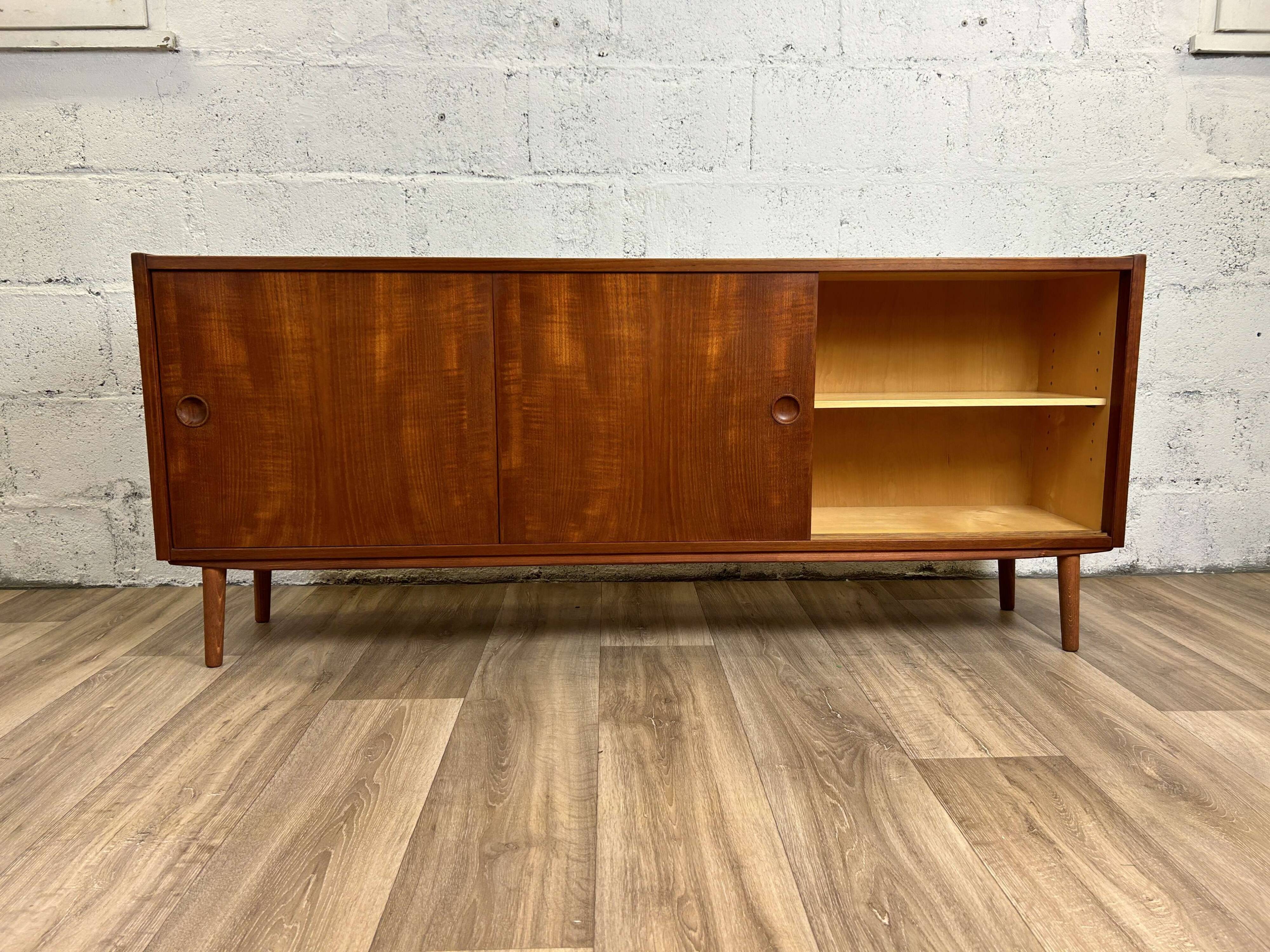 Vintage Scandinavian teak sideboard with 3 sliding doors, 1960s