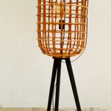 Wicker cage floor lamp