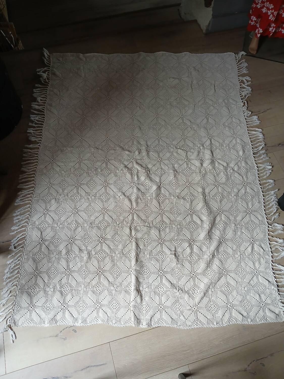 Plaid ancien en crochet fait main