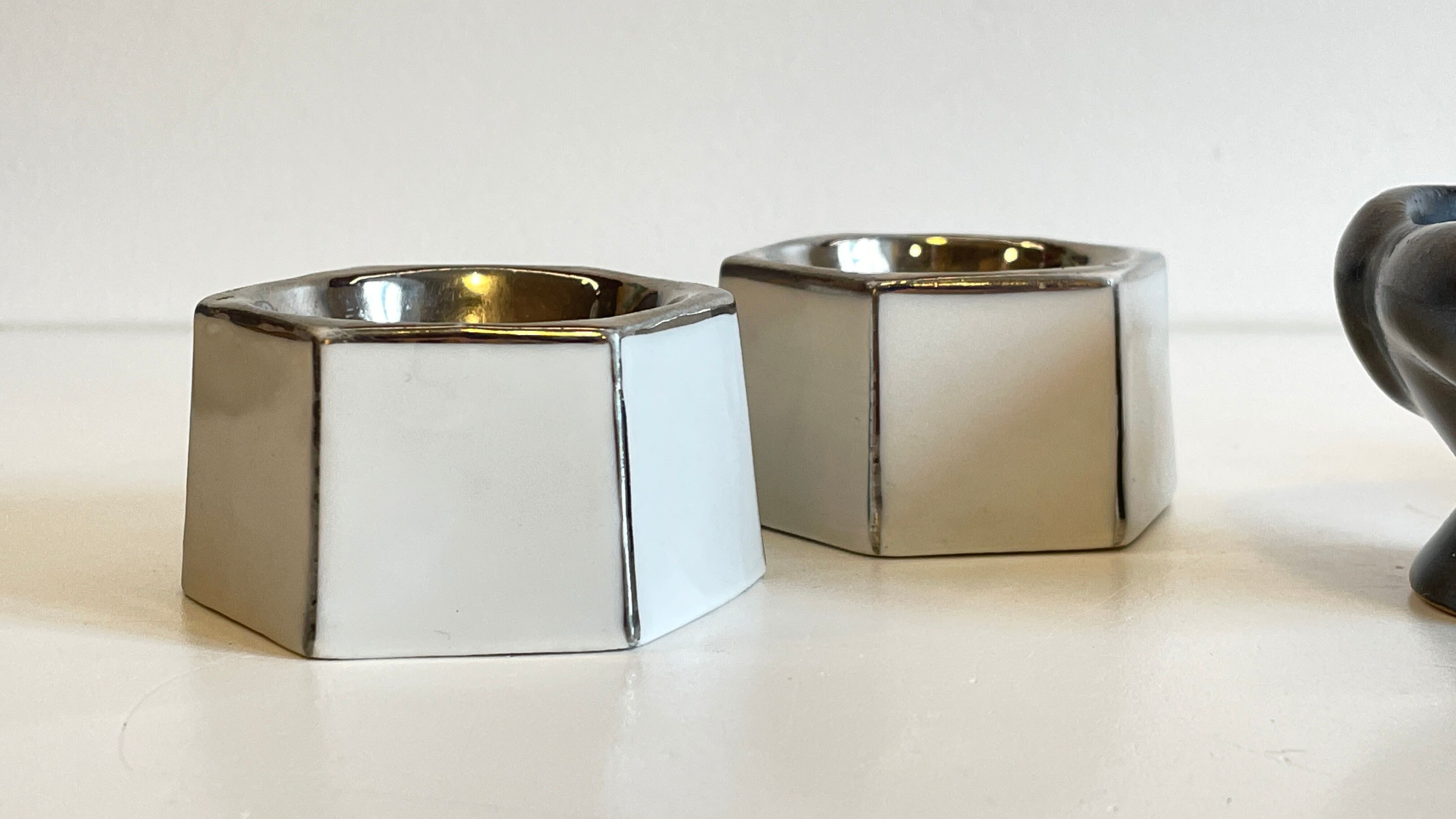 4 eggcups in ceramic period art deco