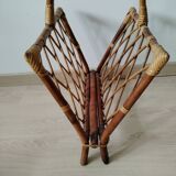 Rattan magazine rack from the 1950s