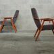 Pair of armchairs czechoslovakian midcentury renovated gray velvet