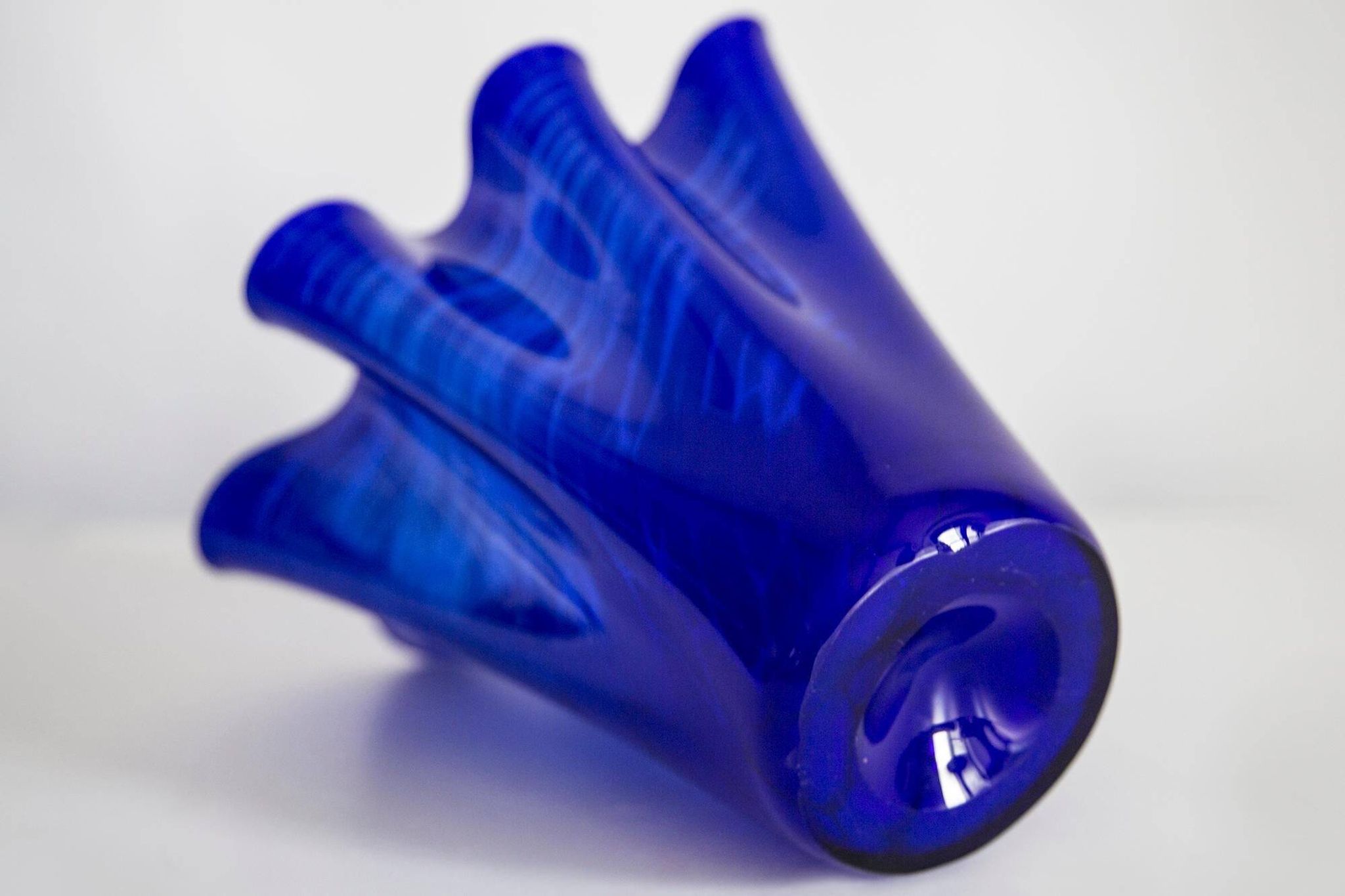 Vintage dark navy blue artistic vase from the mid-20th century.