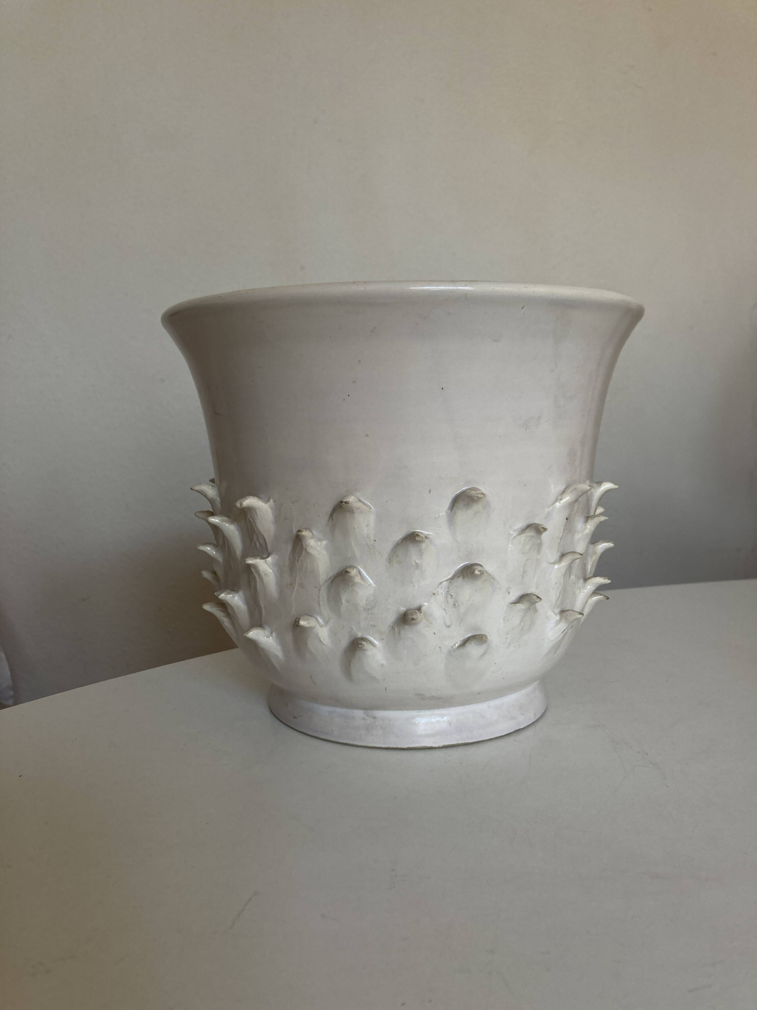 Ceramic by Jean Roger XL pot cover, Oursin series, 1960