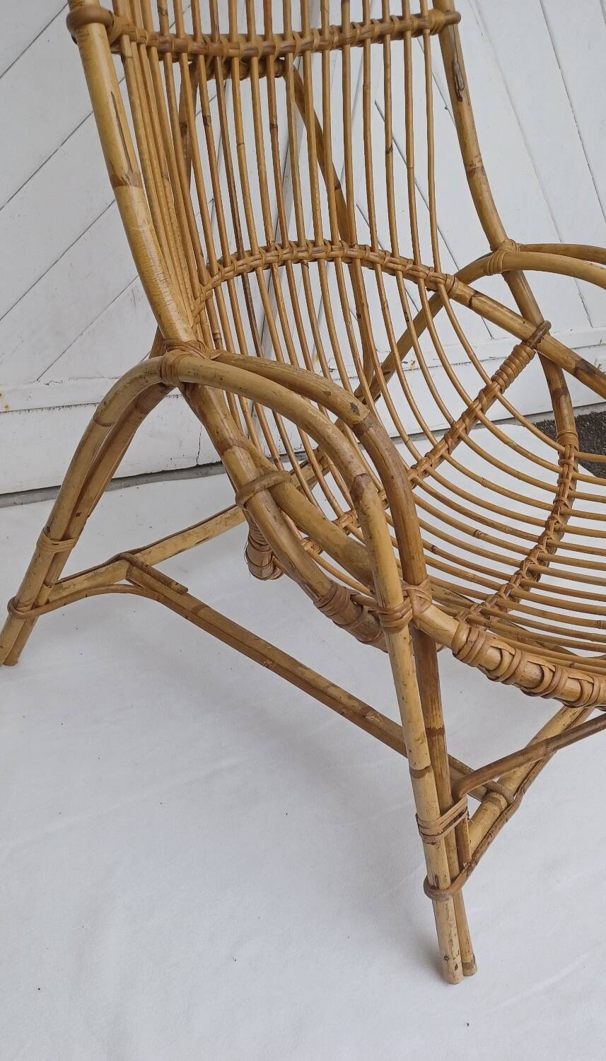 Old rattan armchair