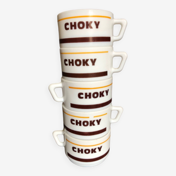 Set of 5 CHOKY cups, arcopal, vintage seventies