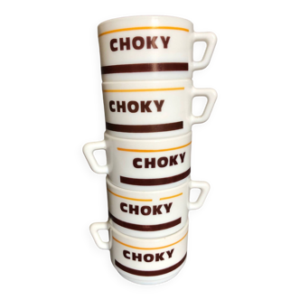 Lot de 5 tasses CHOKY en arcopal, années 1970