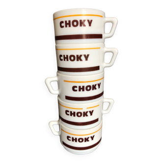 Set of 5 CHOKY cups, arcopal, vintage seventies
