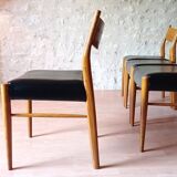 Italian Gessef chairs in light teak, Scandinavian design 1960.