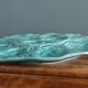 Turquoise barbotine oyster dish Gien France