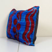 Blue silk ikat velvet pillow