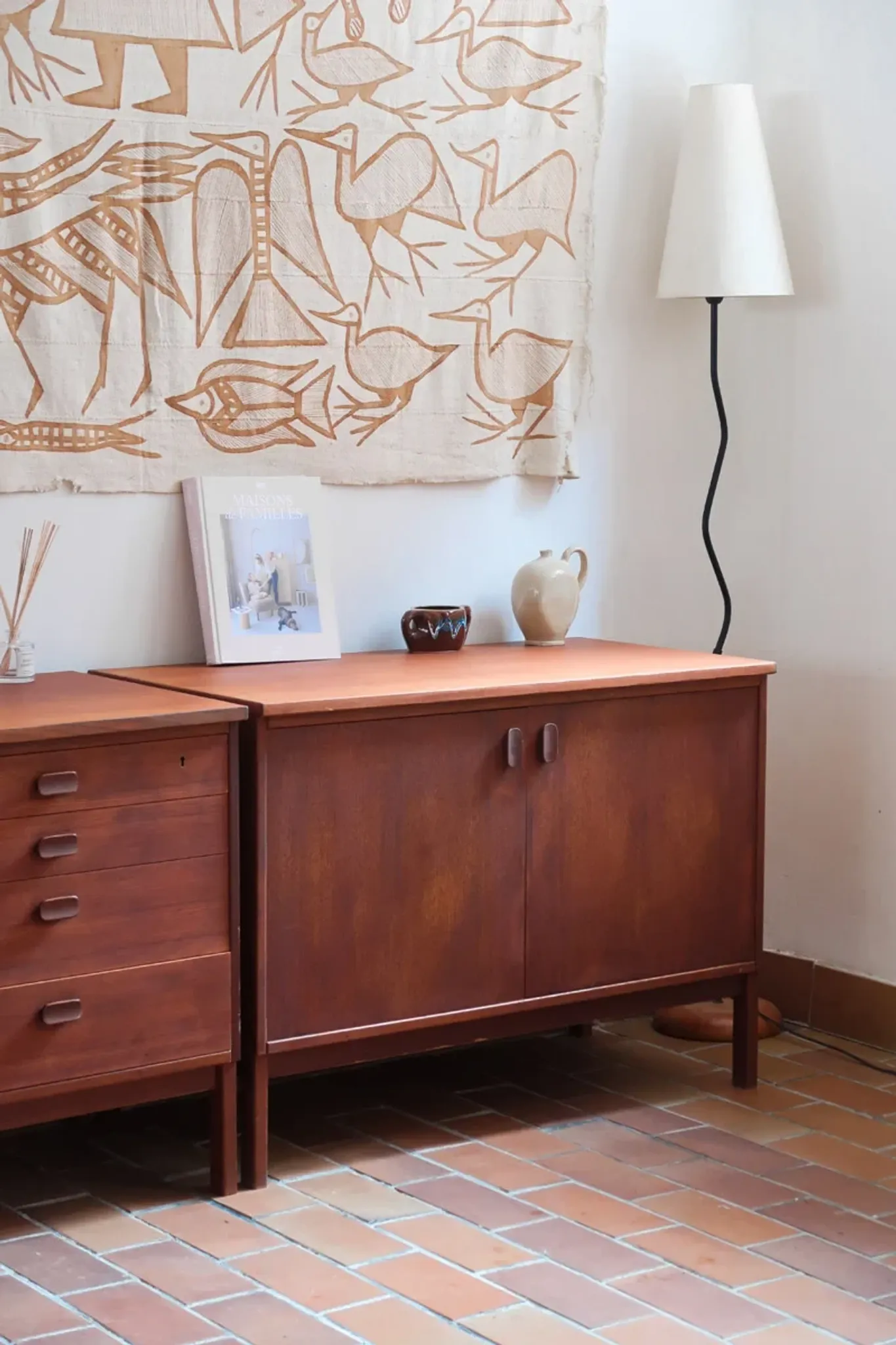 Small Ulferts teak sideboard from the 1960s with integrated handles.