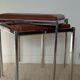 Pair of vintage stackable stools in faux leather and chrome - 70s