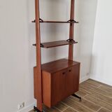 Freestanding Italian bookcase in teak and brass from the 60s