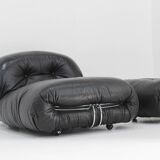 Soriana Chaise Lounge Chair by Afra & Tobia Scarpa for Cassina black leathe