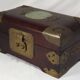 Chinese jewelry box in jade inlaid wood