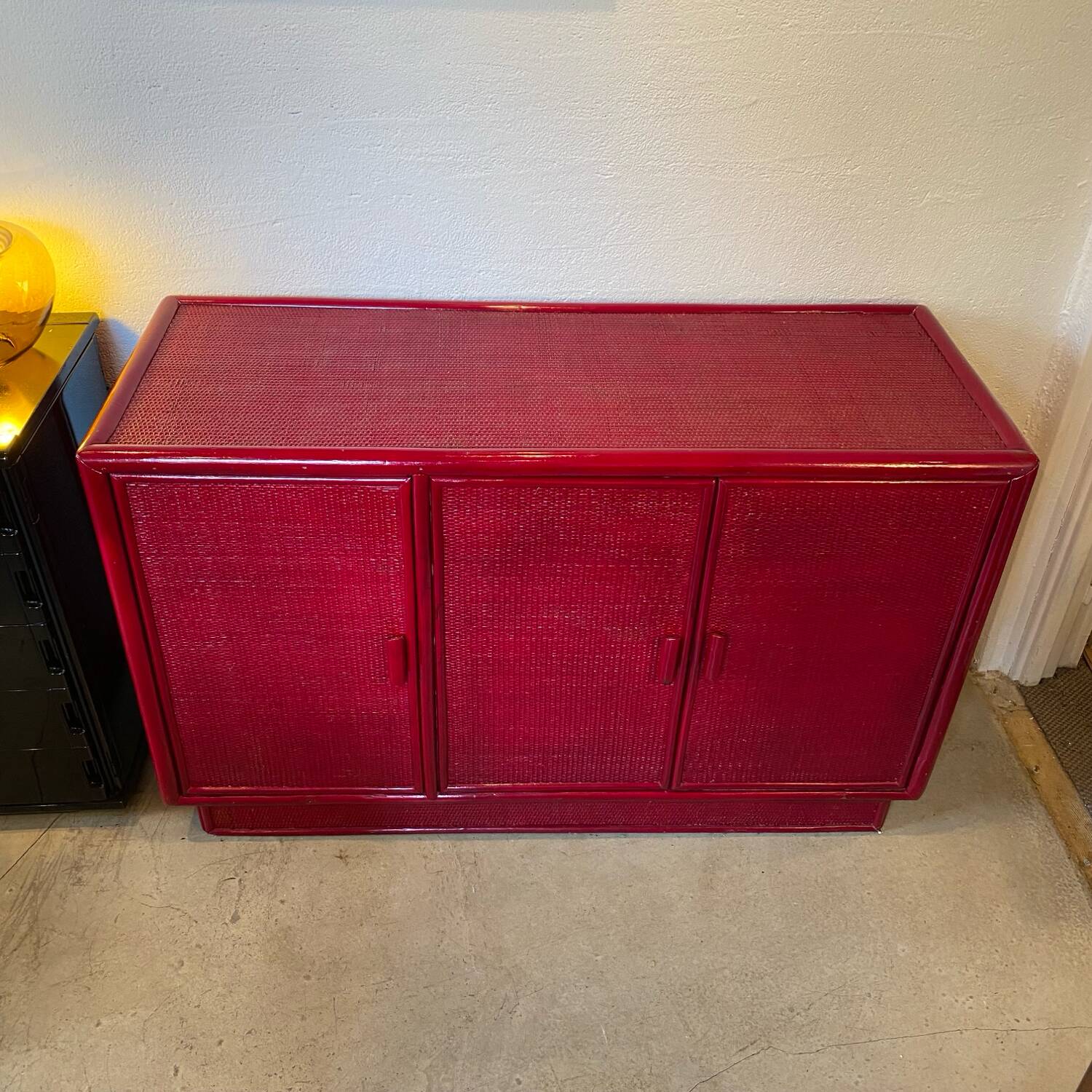 Buffet cannage et rotin laqué 70