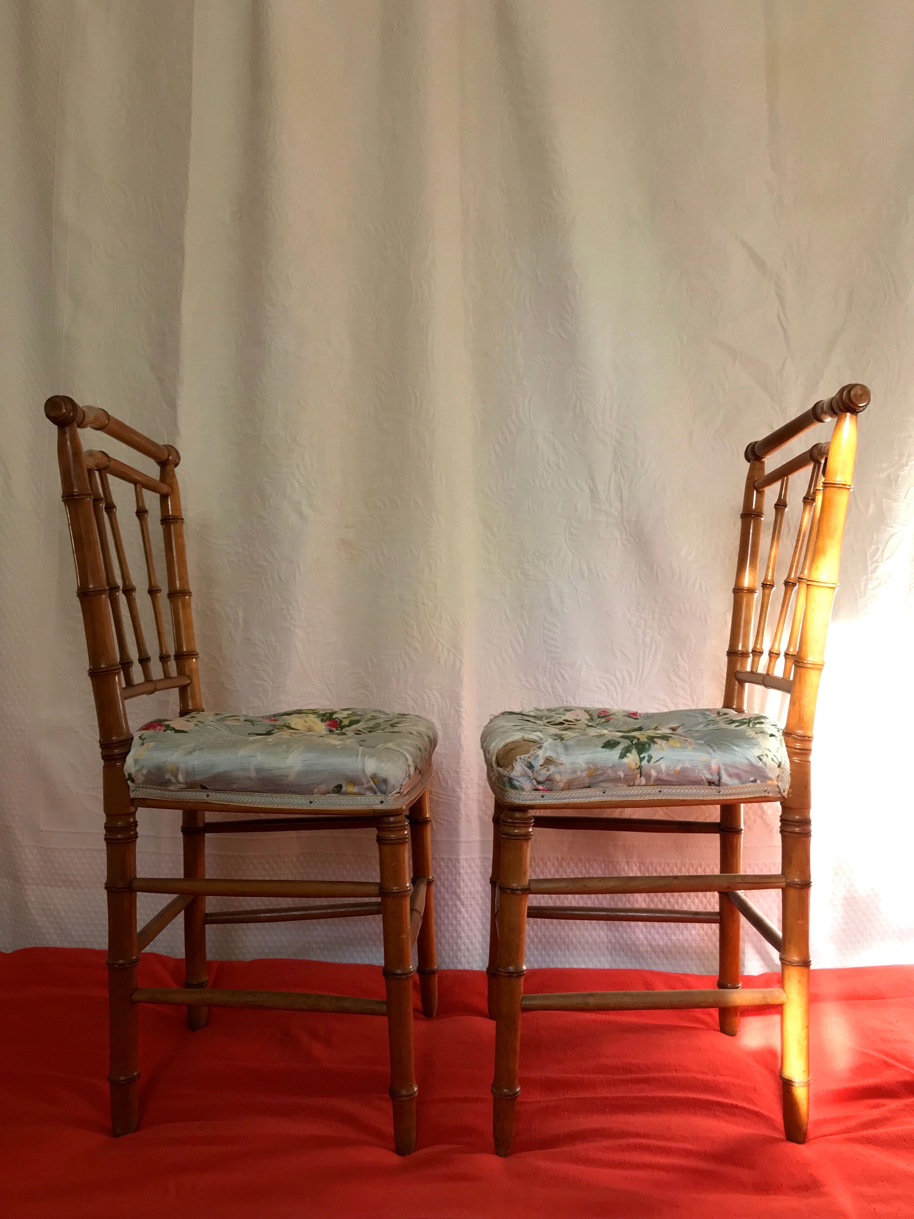Pair of chairs bamboo collection Napoleon III
