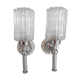 Pair of torch  in glass and chrome metal / vintage 70s wall light