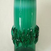 Vintage green blown glass vase, Poland