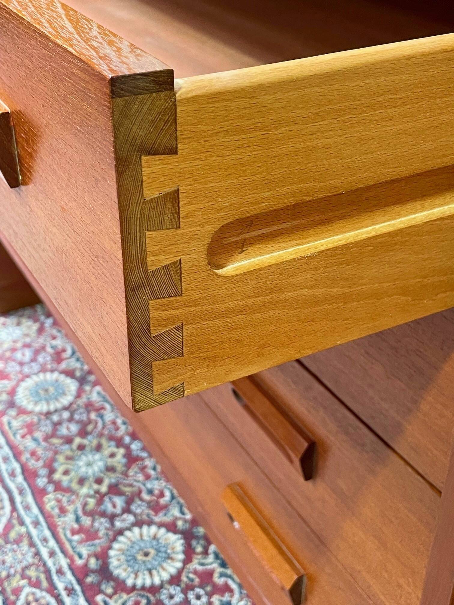 Commode bibliothèque bar scandinave en teck vintage années 60