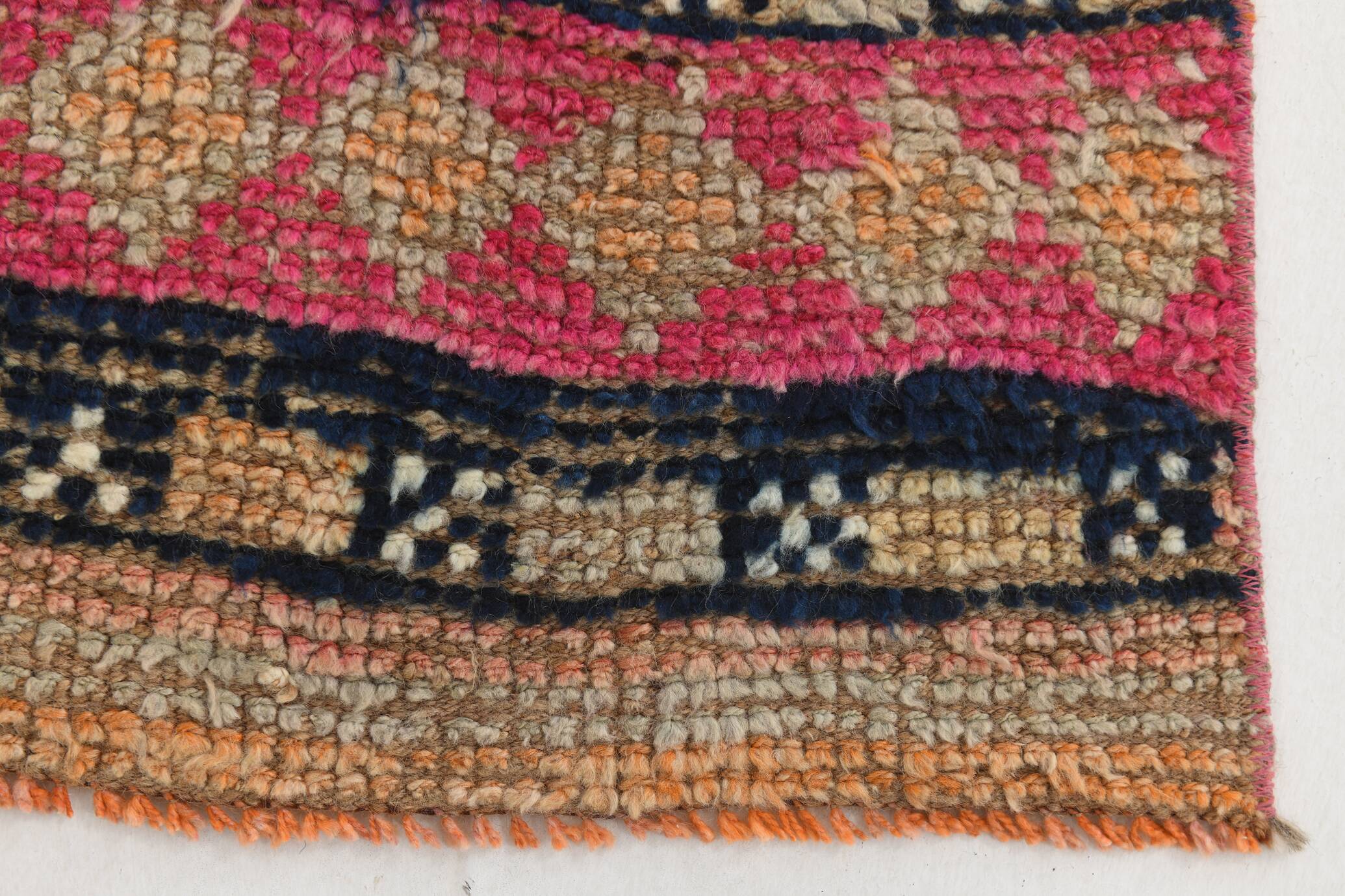 Pink & Beige Tribal Motifs Vintage Runner Rug, 63x295 Cm