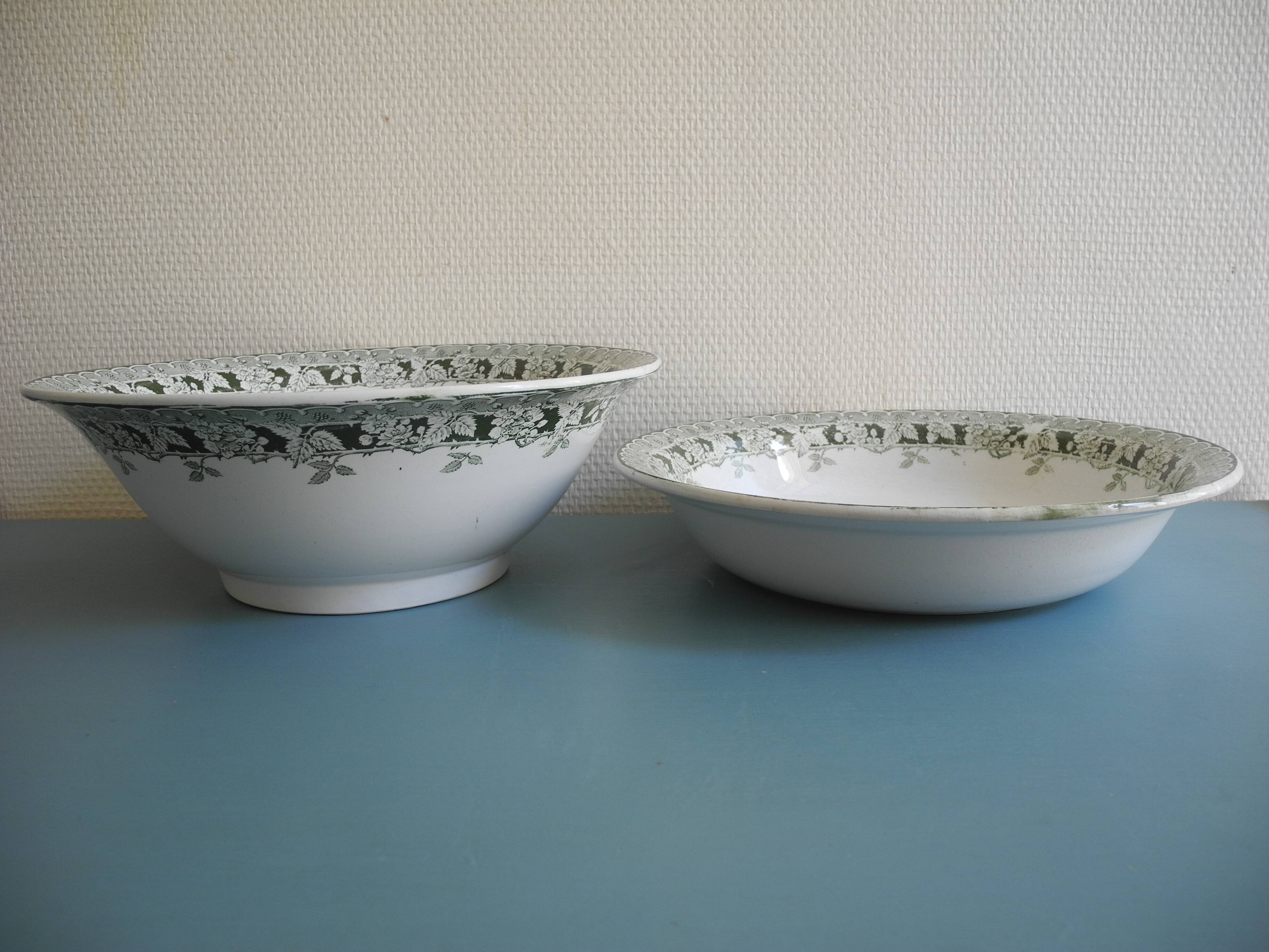 duo dishes salad bowl St Amand Murier antique French dishes salad bowl