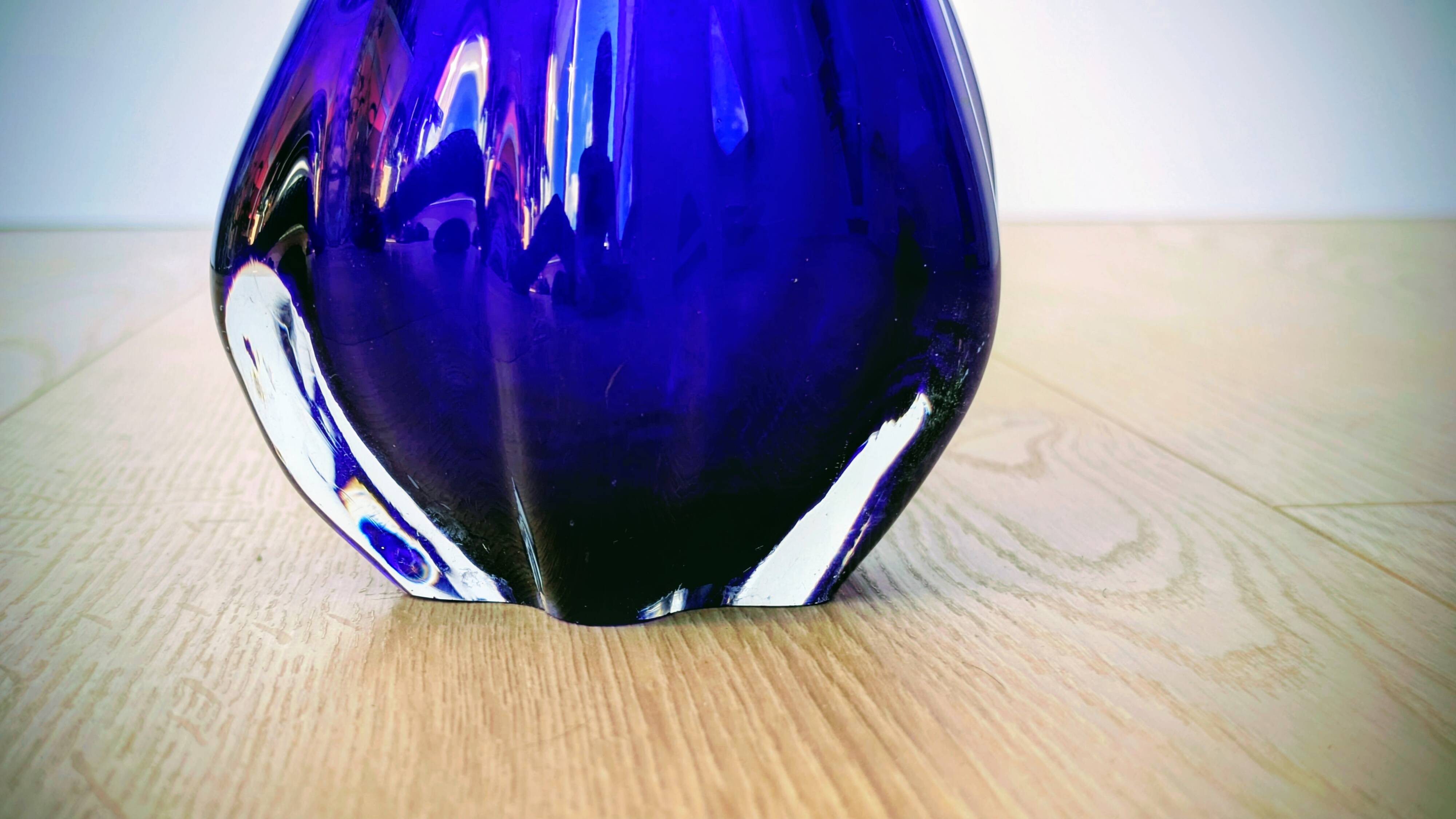Large Cobalt Blue Art Glass Vase - Murano Work - Italy 1960