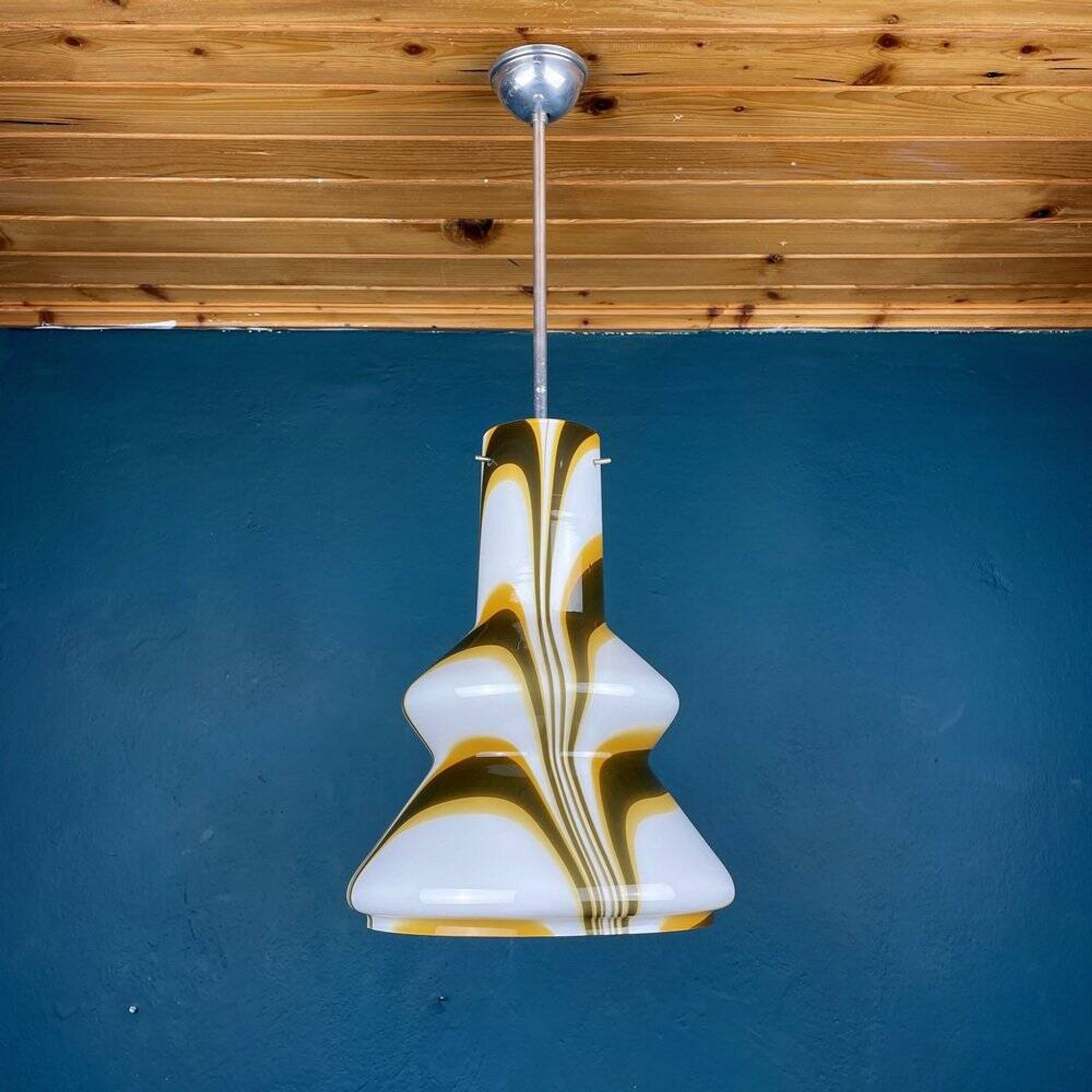Mid-century brown opaline glass pendant, Murano, Italy, 1950s