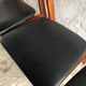 Lot de 4 chaises bois et simili cuir noir, chaise scandinave, chaise bois