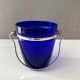 Ice bucket blue, ice cooler silver plated, mid century bareware