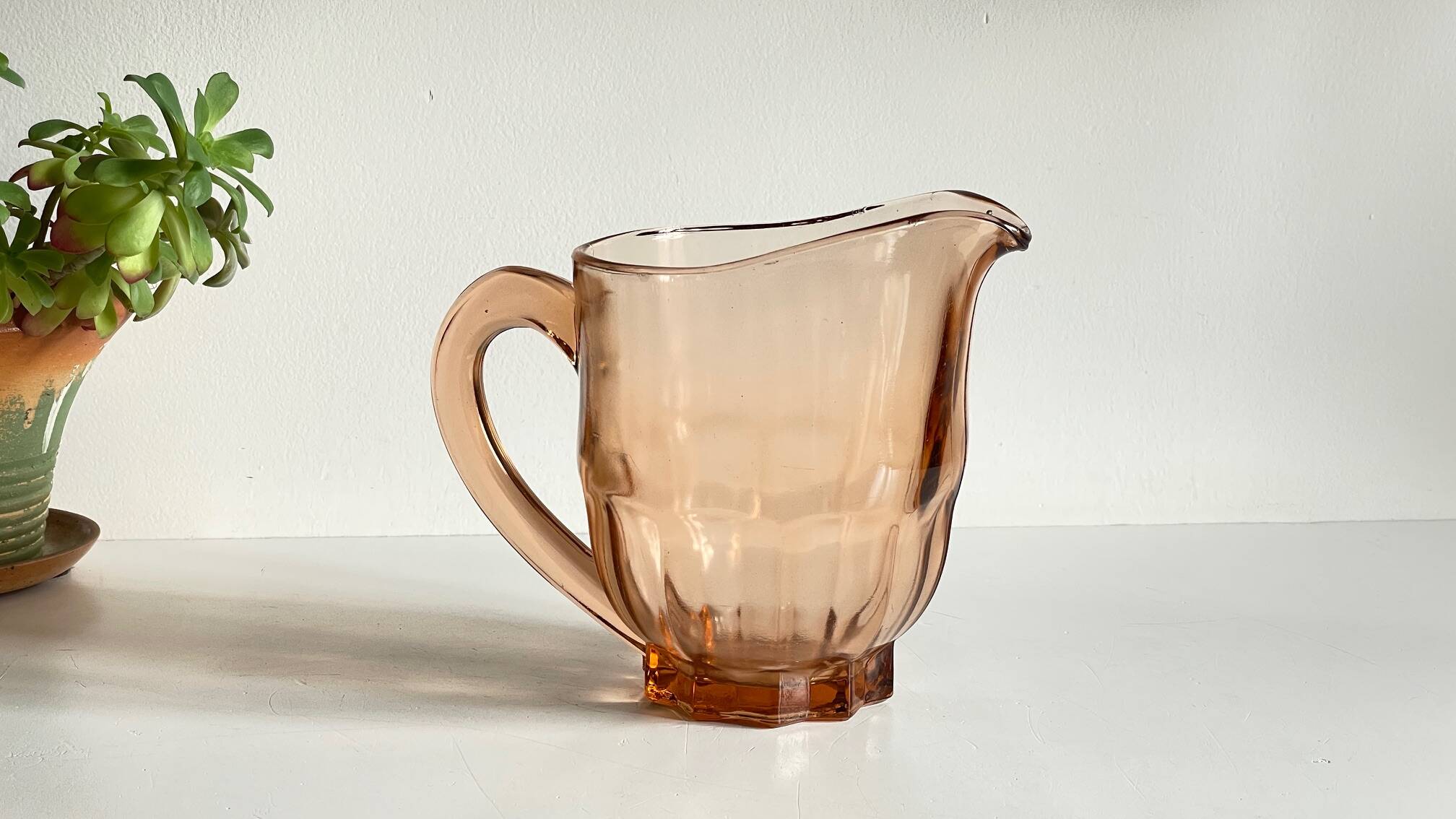 Vintage amber-pink glass pitcher 1 liter