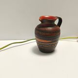 Handmade Brown Lacquered Earthenware Pitcher by Aldo Londi for Bitossi